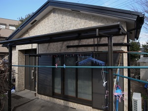 テラス屋根　雨戸付サッシ　施工後 